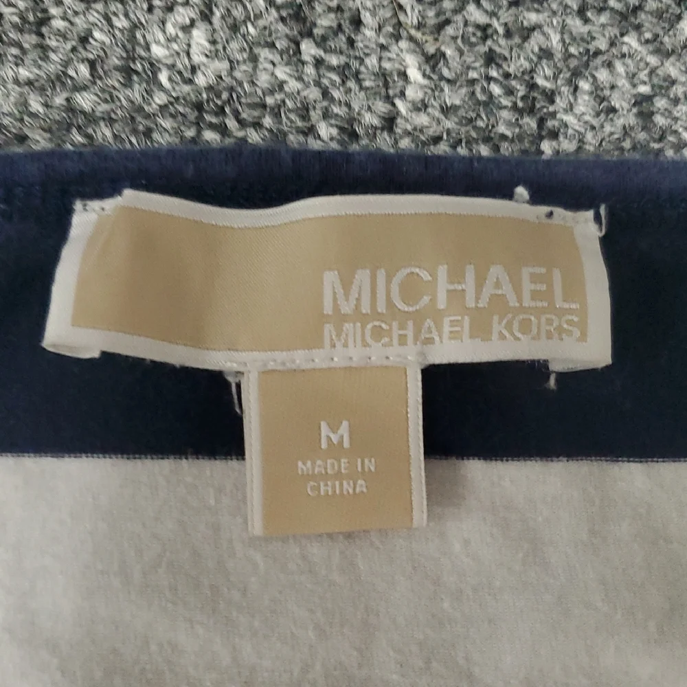 Michael Kors Blue and White Fitted Short Sleeve T-Shirt - Picture 6 of 7